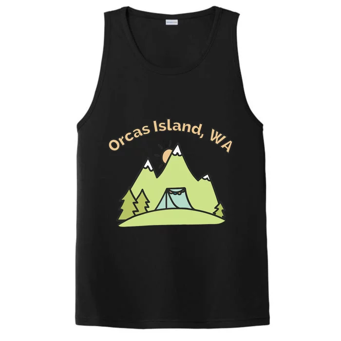 Orcas Island WA Mountains Hiking Climbing Camping & Outdoors Raglan Baseball Tee Performance Tank