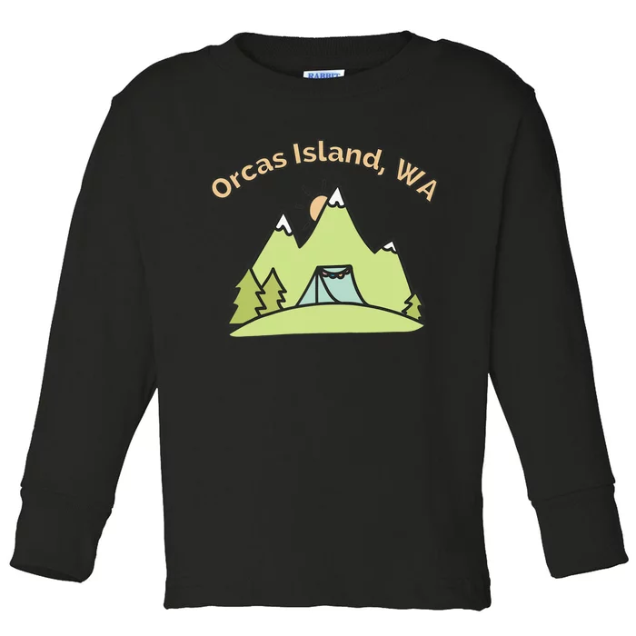 Orcas Island WA Mountains Hiking Climbing Camping & Outdoors Raglan Baseball Tee Toddler Long Sleeve Shirt