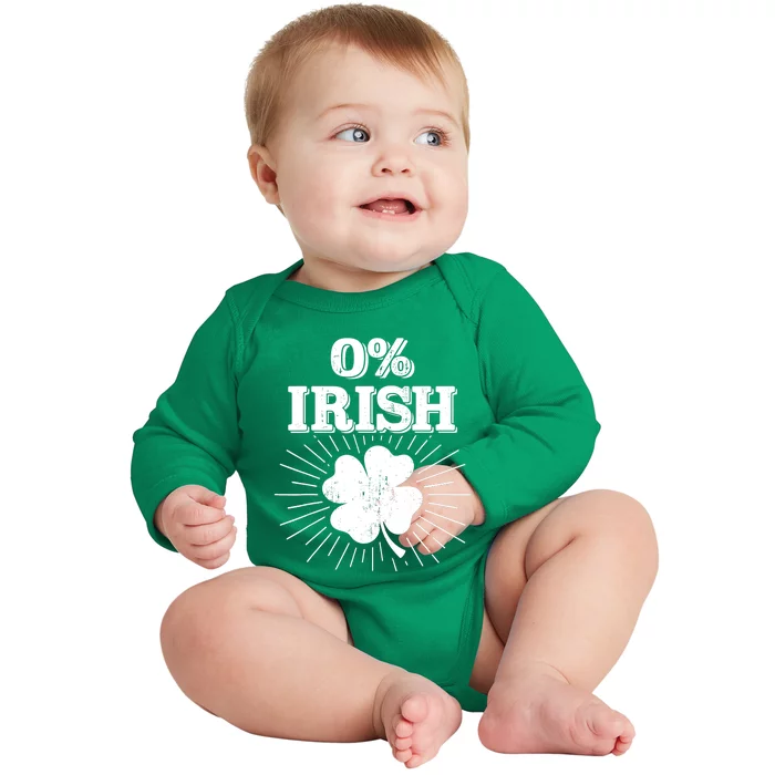 O% Irish with shamrock for funny St Patricks day costume Baby Long Sleeve Bodysuit