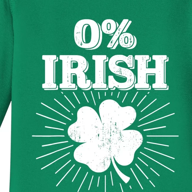 O% Irish with shamrock for funny St Patricks day costume Baby Long Sleeve Bodysuit