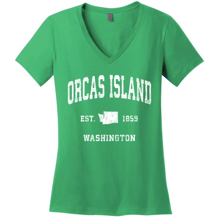 Orcas Island Washington Wa Vintage Athletic Women's V-Neck T-Shirt