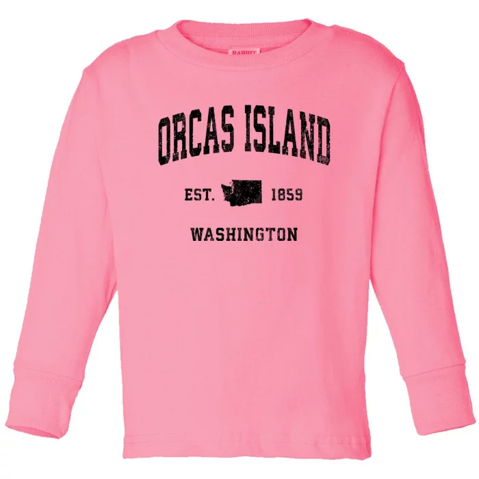 Orcas Island Washington Wa Vintage Athletic Toddler Long Sleeve Shirt