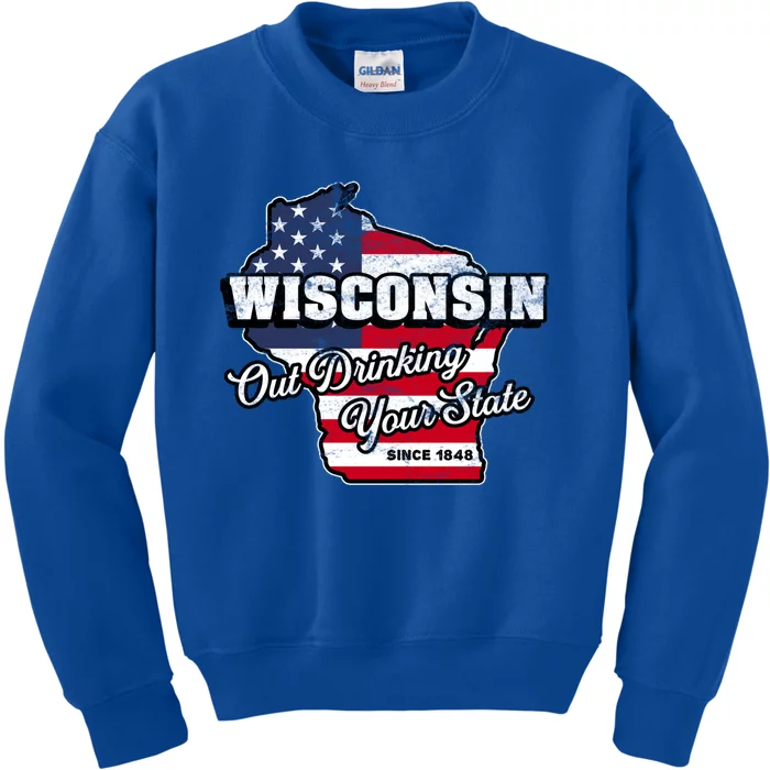 Out Ing Your State Since 1848 I Beer Wisconsin Novelty Funny Gift Kids Sweatshirt