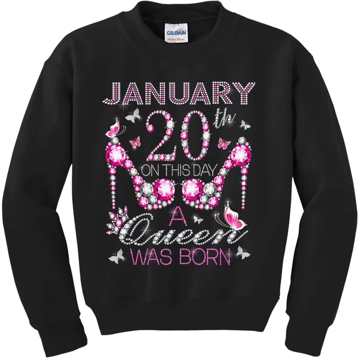 On January 20th A Queen was born Aquariu Capricorn Kids Sweatshirt