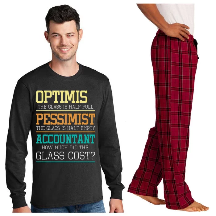 Optimist Joke Accounting Public Accountant Bookkeeper Long Sleeve Pajama Set