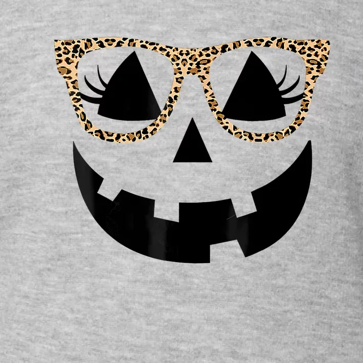 Orange Jack O Lantern Face Pumpkin Hallowen Leopard Glasses Toddler Sweatshirt