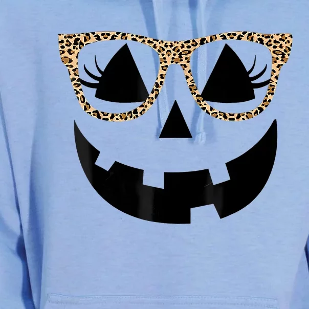 Orange Jack O Lantern Face Pumpkin Hallowen Leopard Glasses Unisex Surf Hoodie