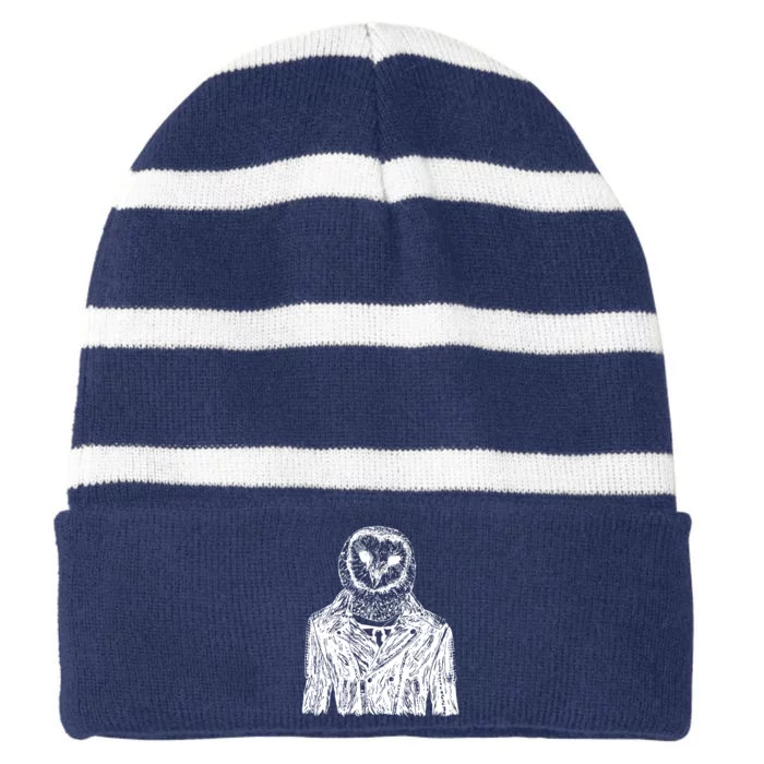 Owl Jacket Striped Beanie with Solid Band