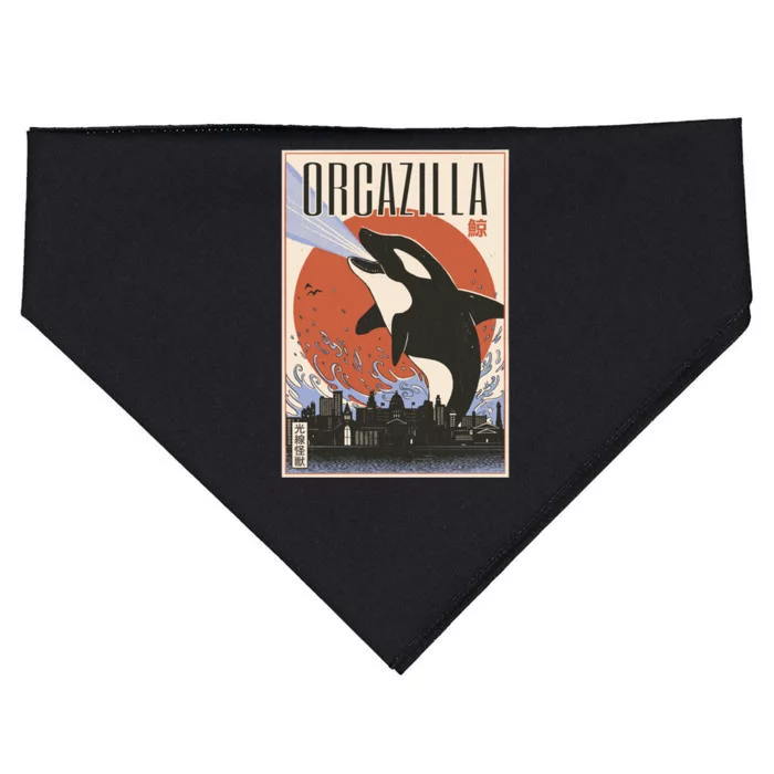 Orcazilla Japanese Poster Orca USA-Made Doggie Bandana