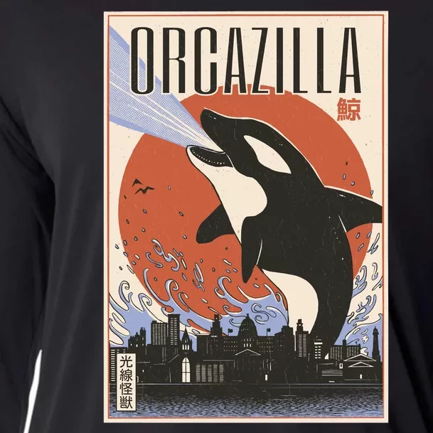 Orcazilla Japanese Poster Orca Cooling Performance Long Sleeve Crew