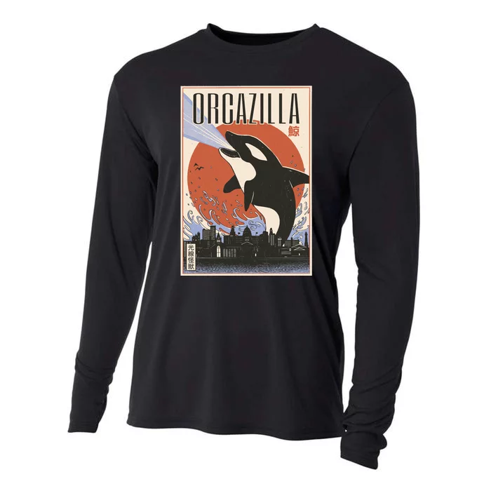 Orcazilla Japanese Poster Orca Cooling Performance Long Sleeve Crew