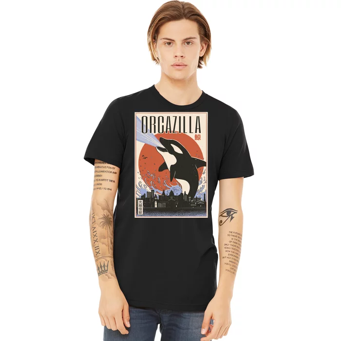 Orcazilla Japanese Poster Orca Premium T-Shirt