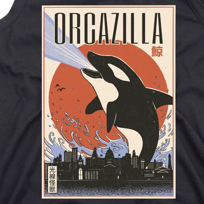 Orcazilla Japanese Poster Orca Tank Top