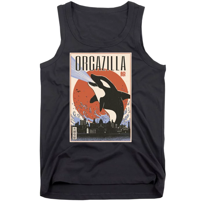 Orcazilla Japanese Poster Orca Tank Top