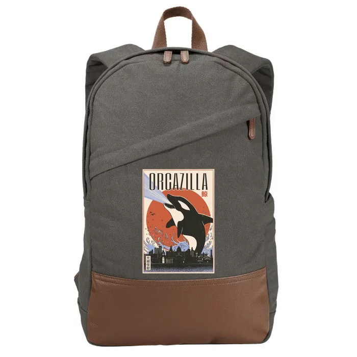 Orcazilla Japanese Poster Orca Cotton Canvas Backpack