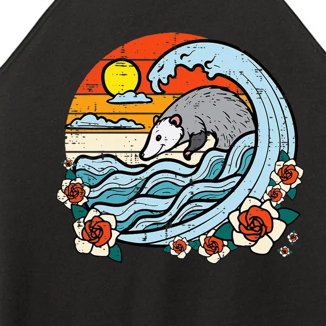 Opossum Japanese Wave Retro Surfer Possum Women’s Perfect Tri Rocker Tank