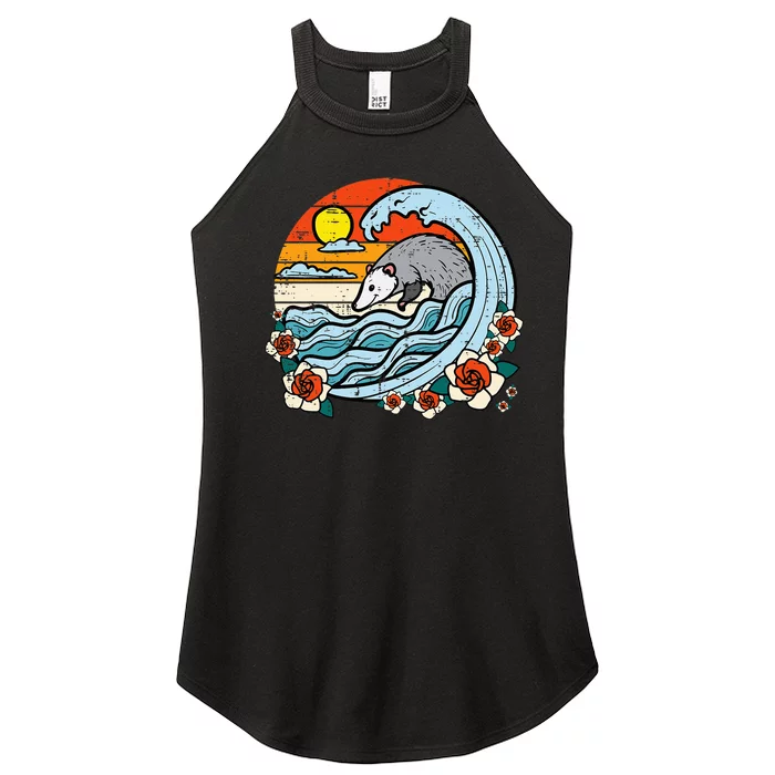 Opossum Japanese Wave Retro Surfer Possum Women’s Perfect Tri Rocker Tank