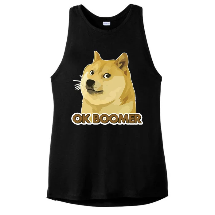 Ok Boomer Doge Ladies Tri-Blend Wicking Tank