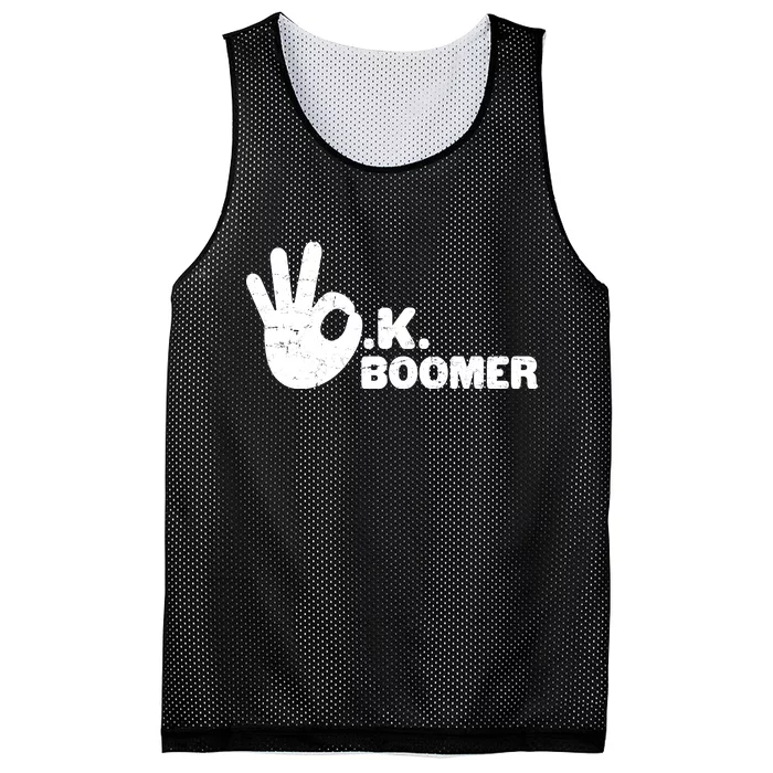 OK Boomer Funny Millenial OK Clapback Sarcasm Mesh Reversible Basketball Jersey Tank