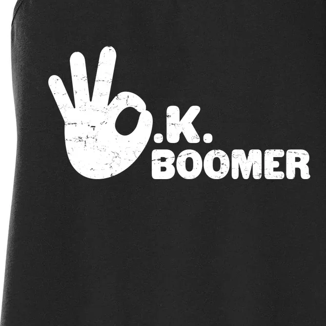 OK Boomer Funny Millenial OK Clapback Sarcasm Women's Racerback Tank