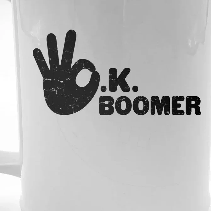 OK Boomer Funny Millenial OK Clapback Sarcasm Front & Back Beer Stein