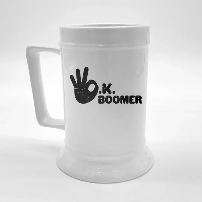 OK Boomer Funny Millenial OK Clapback Sarcasm Front & Back Beer Stein