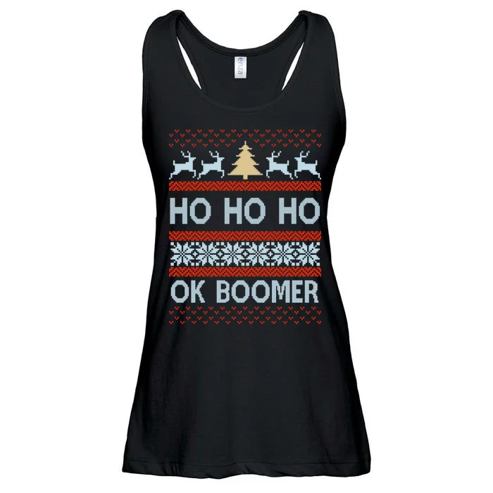 Ok Boomer Funny Ugly Christmas Sweater Ho Ho Ho Ladies Essential Flowy Tank