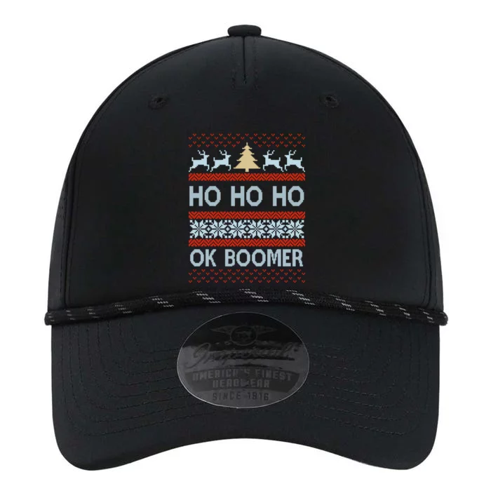 Ok Boomer Funny Ugly Christmas Sweater Ho Ho Ho Performance The Dyno Cap