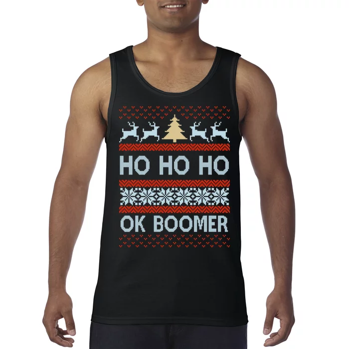 Ok Boomer Funny Ugly Christmas Sweater Ho Ho Ho Tank Top