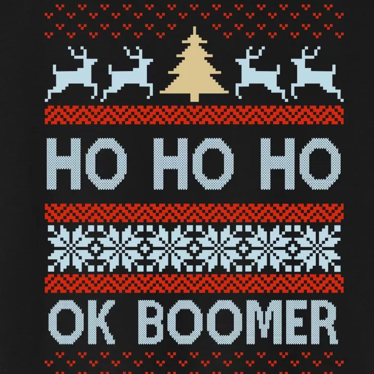 Ok Boomer Funny Ugly Christmas Sweater Ho Ho Ho Women's Crop Top Tee