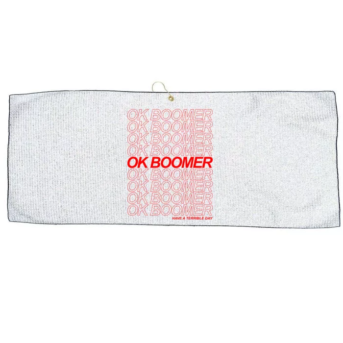 Ok Boomer Have a Terrible Day Large Microfiber Waffle Golf Towel