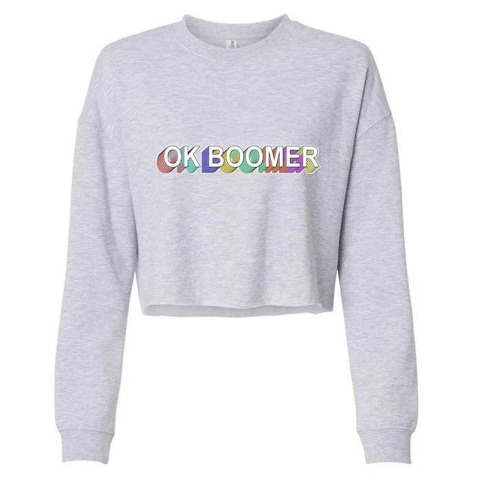 Ok Boomer Retro 80's Colors Cropped Pullover Crew