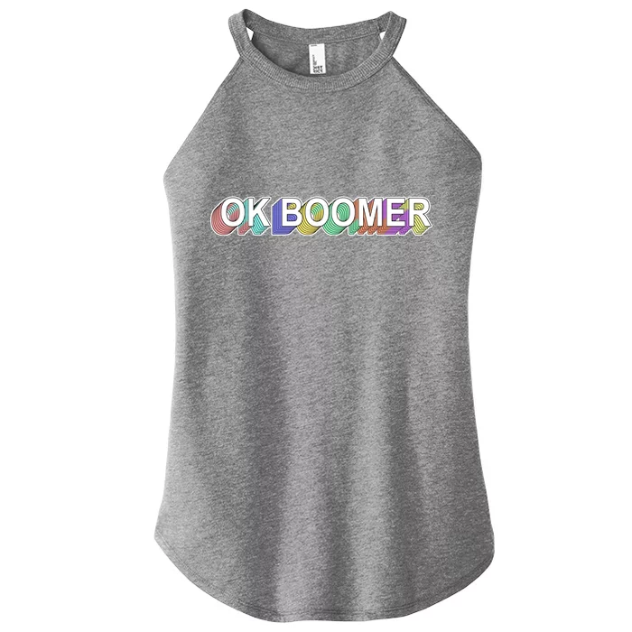 Ok Boomer Retro 80's Colors Women’s Perfect Tri Rocker Tank