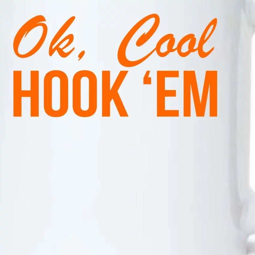 Ok Cool Hook'Em Texas Hook Em Black Color Changing Mug