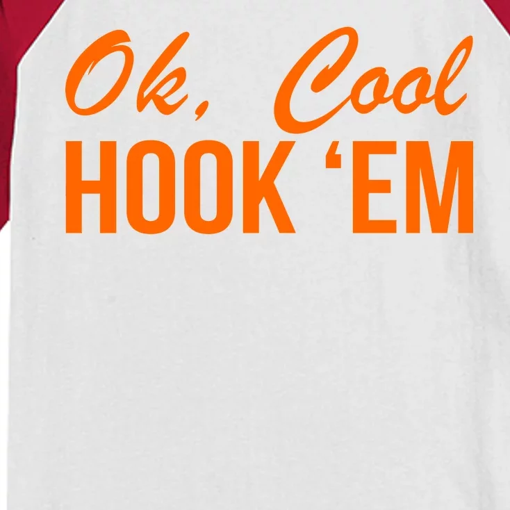 Ok Cool Hook'Em Texas Hook Em Kids Colorblock Raglan Jersey