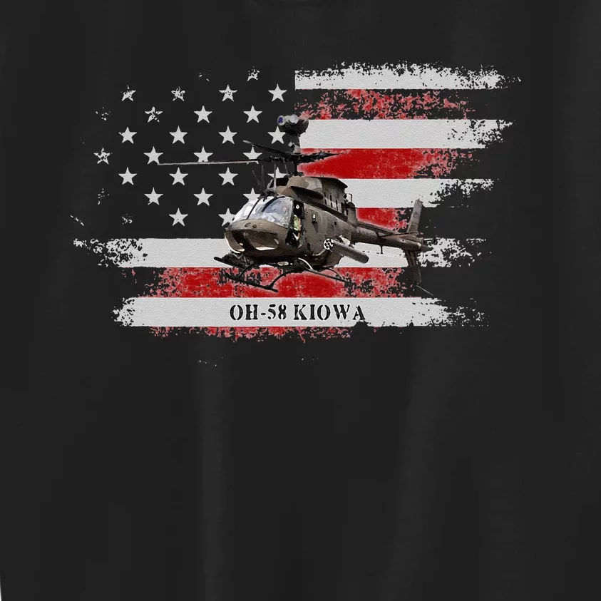 OH58 Kiowa Helicopter USA Flag Helicopter Pilot Gifts Kids Sweatshirt