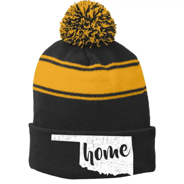 Oklahoma Home State Stripe Pom Pom Beanie