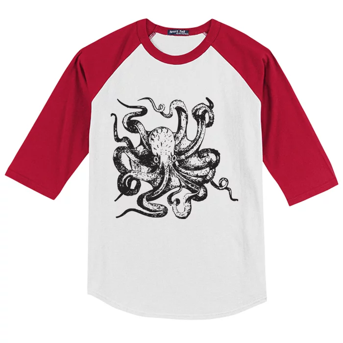 Octopus Kraken Men Women BoyGirl Tees Kids Colorblock Raglan Jersey