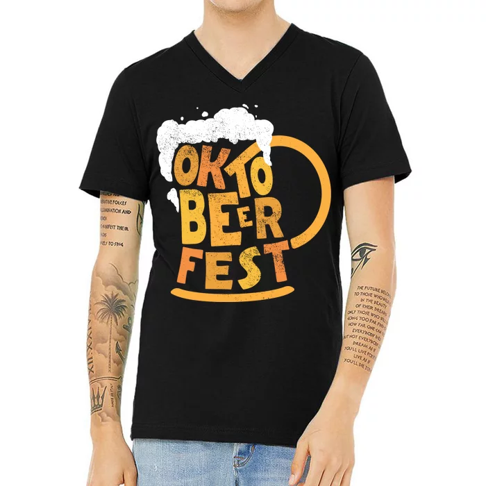 Oktoberfest Beer Fest Logo V-Neck T-Shirt