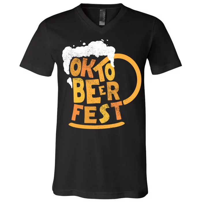 Oktoberfest Beer Fest Logo V-Neck T-Shirt