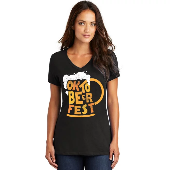 Oktoberfest Beer Fest Logo Women's V-Neck T-Shirt