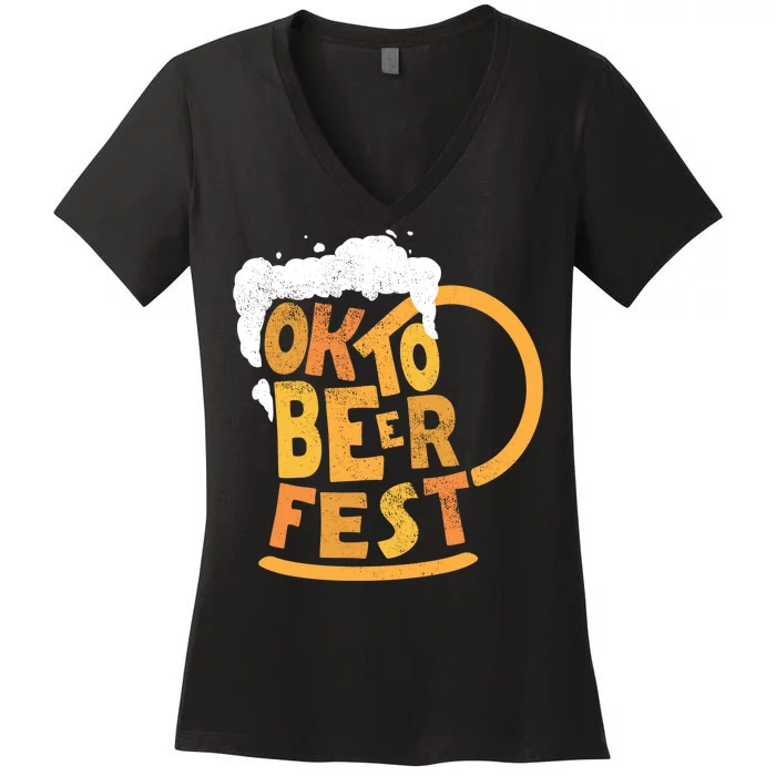 Oktoberfest Beer Fest Logo Women's V-Neck T-Shirt