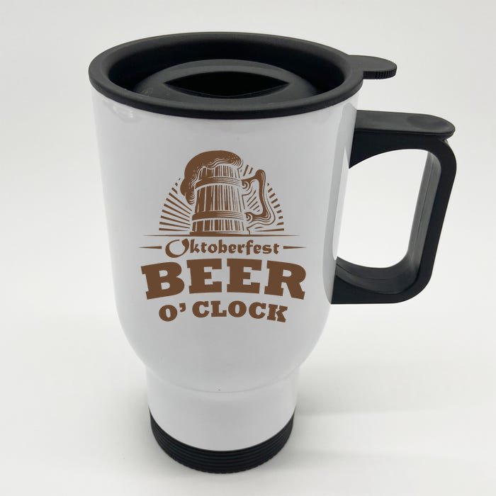 Oktoberfest Beer O'Clock Front & Back Stainless Steel Travel Mug