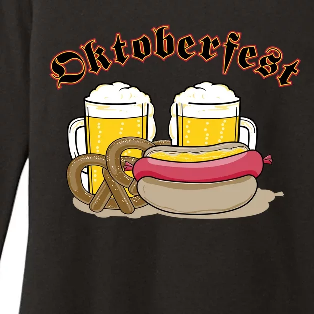 Oktoberfest Beer Pretzel Hot Dog Womens CVC Long Sleeve Shirt