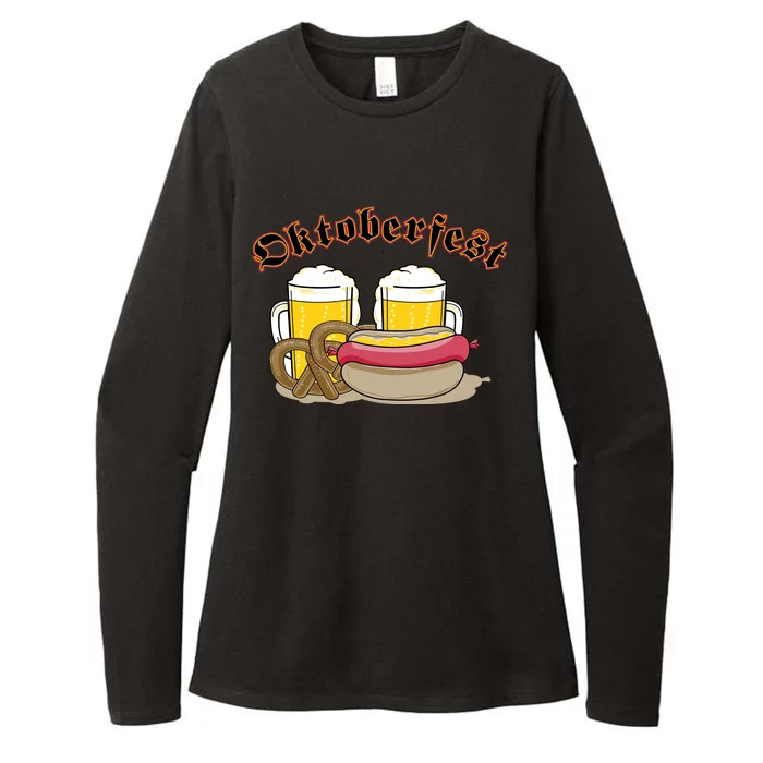 Oktoberfest Beer Pretzel Hot Dog Womens CVC Long Sleeve Shirt