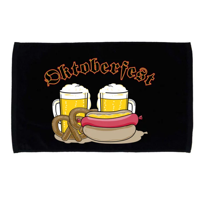 Oktoberfest Beer Pretzel Hot Dog Microfiber Hand Towel