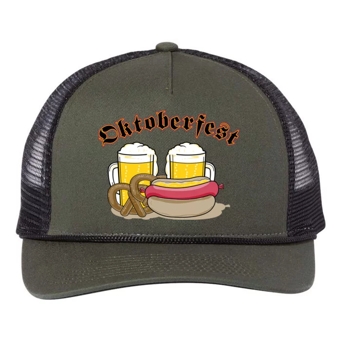 Oktoberfest Beer Pretzel Hot Dog Retro Rope Trucker Hat Cap