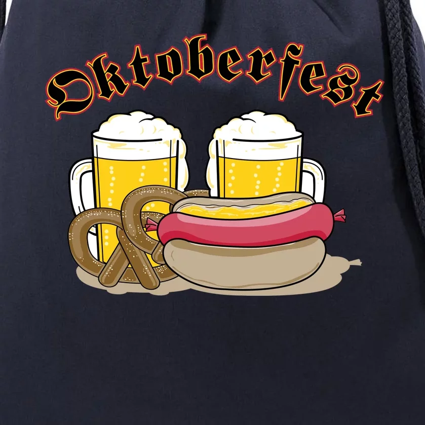 Oktoberfest Beer Pretzel Hot Dog Drawstring Bag