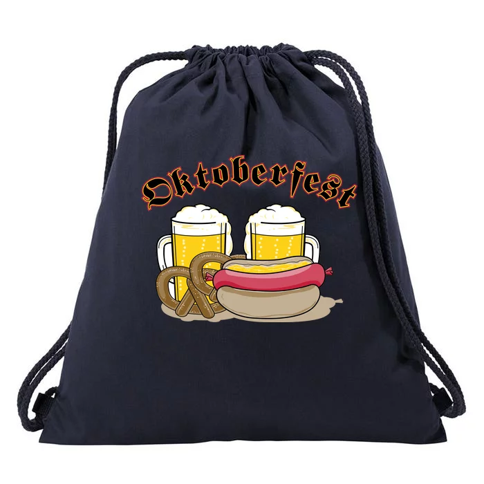 Oktoberfest Beer Pretzel Hot Dog Drawstring Bag