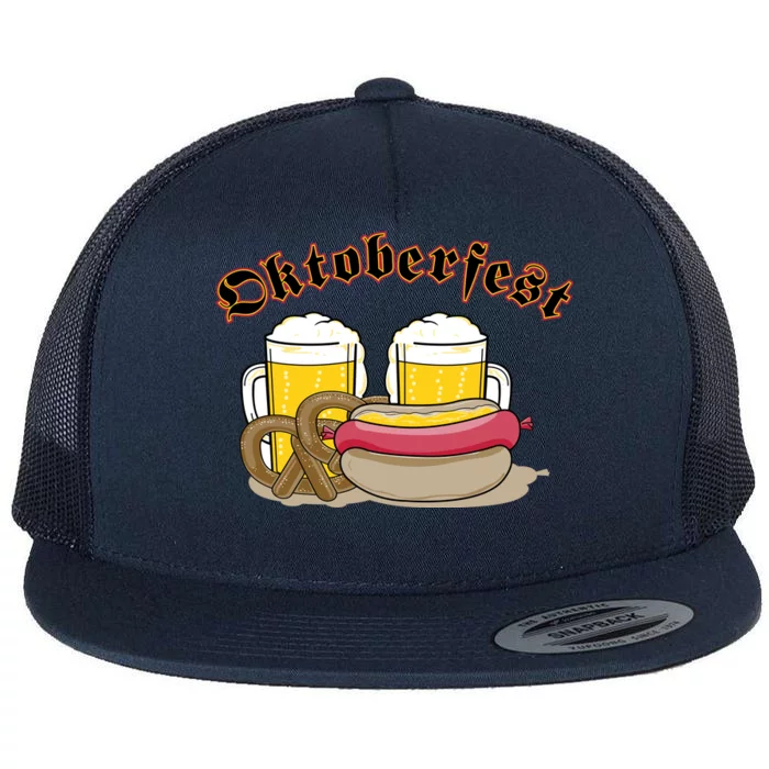 Oktoberfest Beer Pretzel Hot Dog Flat Bill Trucker Hat